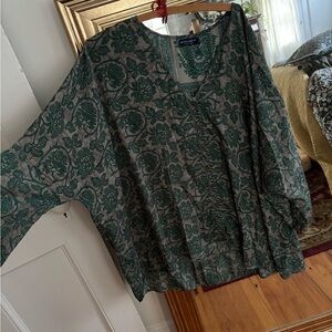 Chic Green Floral Blouse